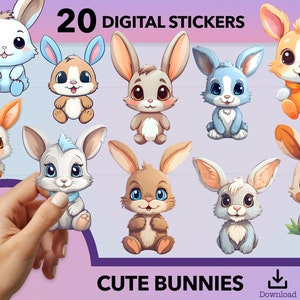Bunny PNG, Rabbit PNG sticker, sticker png bundle, printable sticker, animal clipart, cute bunny clipart, animal png sticker, rabbit clipart