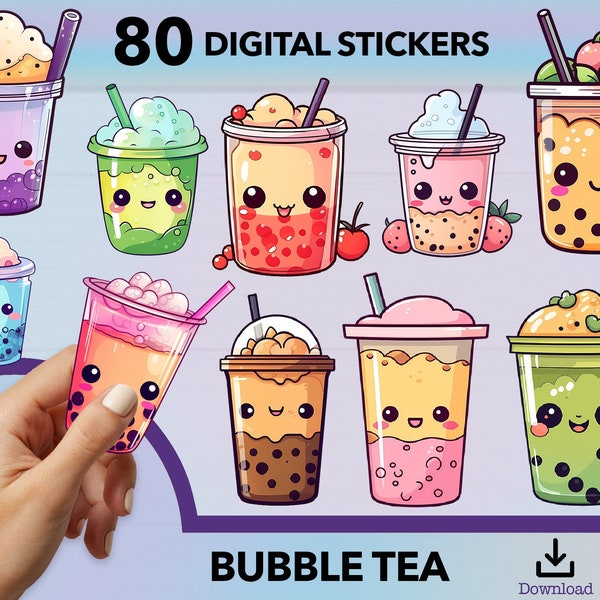 Bubble Tea PNG, kawaii sticker, sticker png bundle, printable sticker, boba tea clipart, stickers png, sticker download, pearl tea png