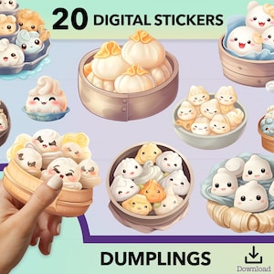 Dumpling PNG, dumpling PNG sticker, sticker bundle, printable sticker, dumpling clipart, Chinese food sticker png, asian food png sticker