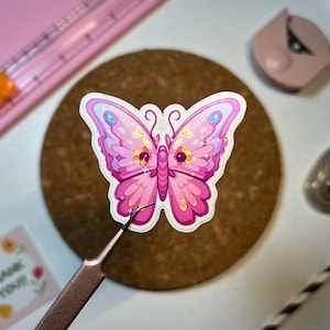 Butterfly Sticker, Pink Butterfly Sticker, Butterflies Sticker, Cute Animals, Die-Cut Sticker, Water Resistant Sticker, Laptop Sticker