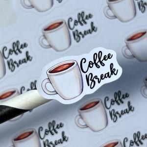 Hoja de pegatinas de Coffee Break, pegatina del planificador de café, pegatinas del planificador diario, pegatinas de café, pegatina del diario de balas de la hora del café,