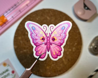 Butterfly Sticker, Pink Butterfly Sticker, Butterflies Sticker, Cute Animals, Die-Cut Sticker, Water Resistant Sticker, Laptop Sticker