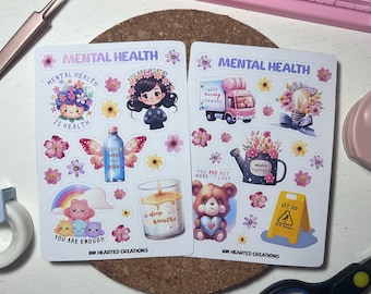 Geestelijke gezondheid stickervel, geestelijke gezondheid planner sticker, gezondheidsstickers, angststickers, motiverende bullet journal sticker
