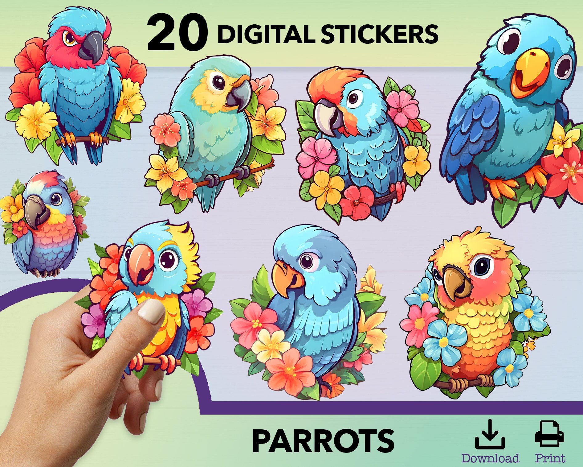 Parrot PNG Sticker Kawaii Sticker Cute Parrot Sticker - Etsy