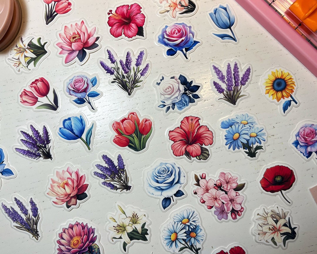 Sticker Floer Flower Sticker, Flower Vinyl Sticker, Flower Sticker Bundle, Flower Die ...