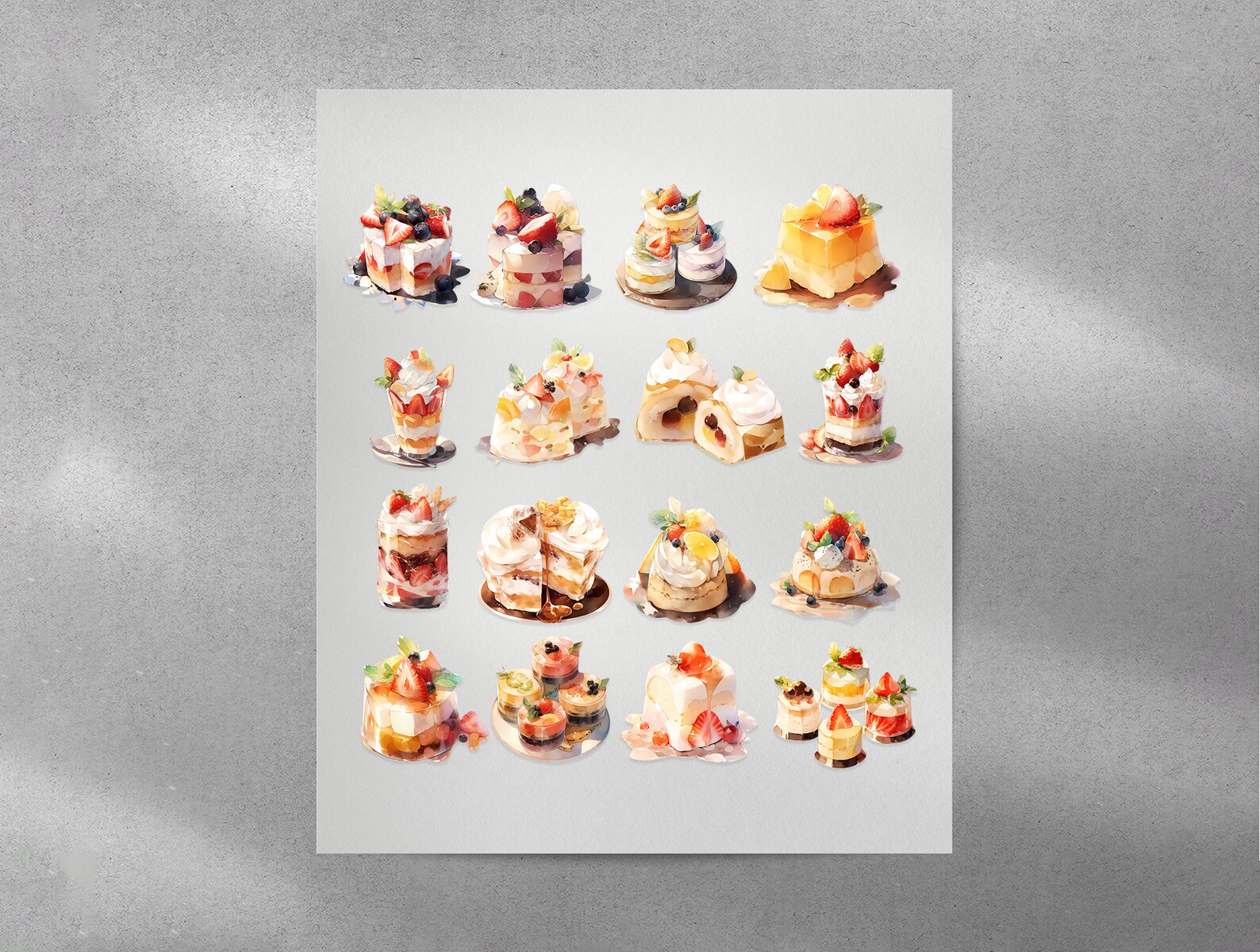 Cake PNG Watercolor Sticker, Sticker Png Bundle, Printable Sticker ...