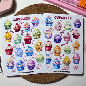 Cupcake Stickerbogen, Cupcakes Planner Sticker, süße Essen Sticker, Cupcake Sticker, Kuchen Bullet Journal Sticker, Dessert Sticker