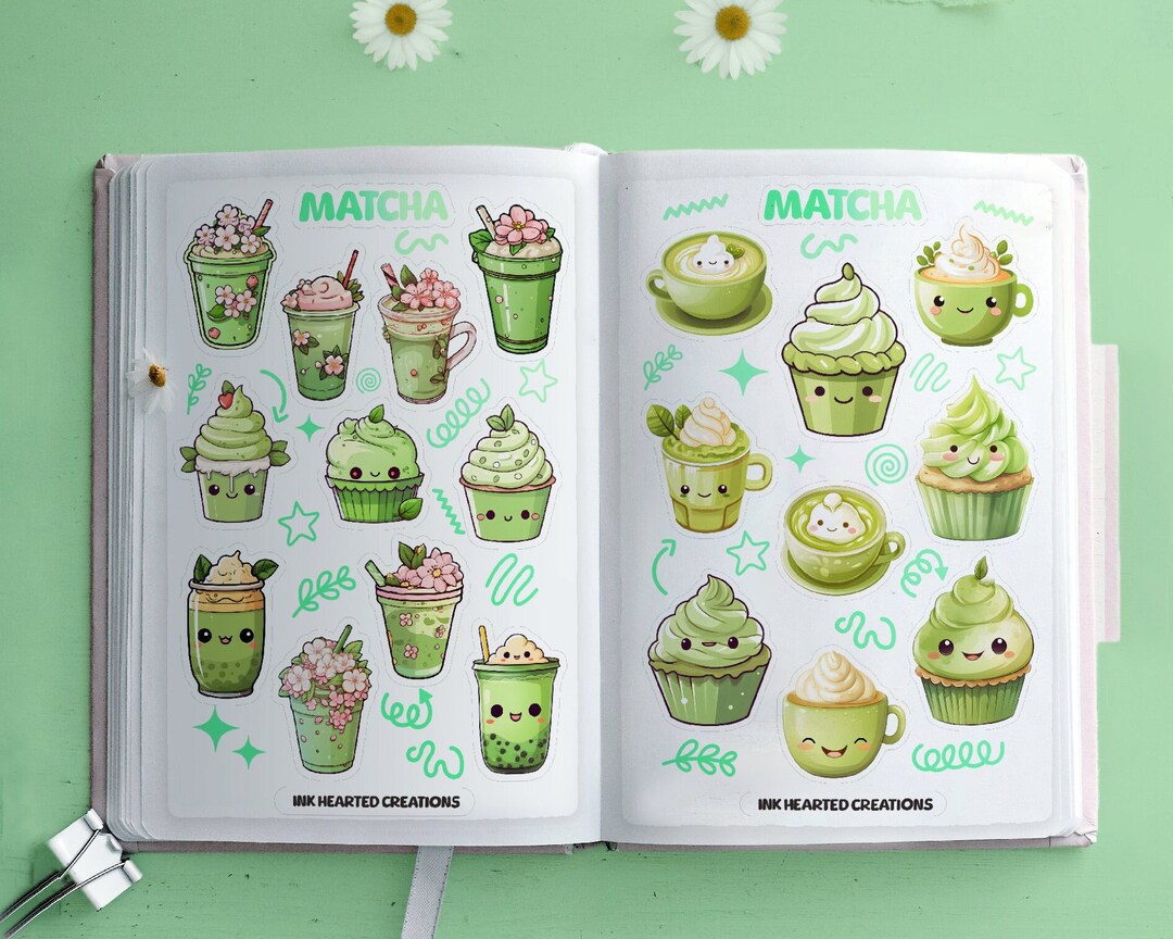 Matcha Sticker Sheet Bundle Matcha Tea Sticker Pack Matcha Etsy