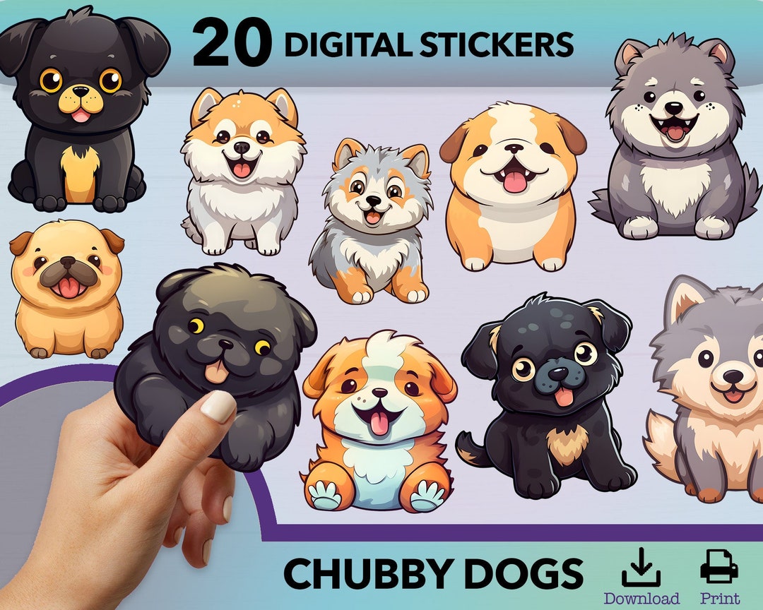 Chubby Dog PNG Sticker, Kawaii Sticker, Dog Sticker, Chubby Dog Clipart ...