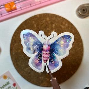 Moth Sticker, Purple Moth Sticker, Butterfly Sticker, Cute Goth Moth, Die-Cut Sticker, Water Resistant Sticker, Laptop Sticker