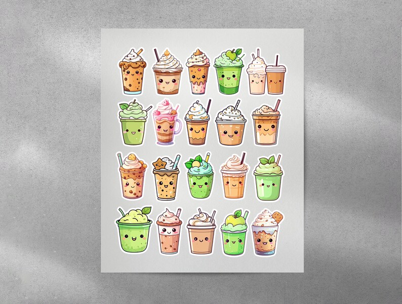 Milkshake PNG, Kawaii Sticker, Sticker Png Bundle, Printable Sticker