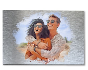 10th Anniversary Gift for Her, Tin Anniversary Gift for Wife, Aluminum Gift for Husband, Portrait on Metal