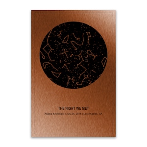 Regalo per il 7° anniversario, mappa stellare per l'anniversario del rame, regalo per il marito, regalo per la moglie, mappa delle costellazioni