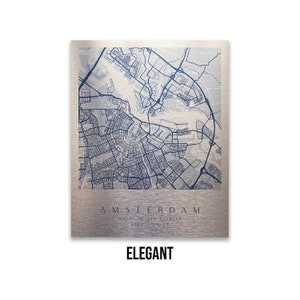 Cadeau 20e anniversaire pour elle, cadeau anniversaire platine pour elle, plan de la ville, plan des rues sur métal