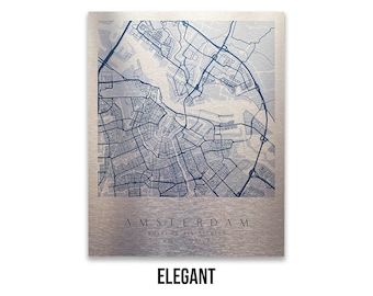 20th Anniversary Gift for Her, Platinum Anniversary Present for Her, City Map, Street Map on Metal