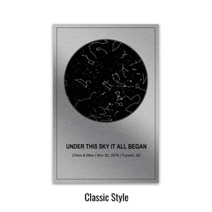 Regalo per l'11° anniversario per lei, regalo per l'anniversario in acciaio per lui, mappa stellare