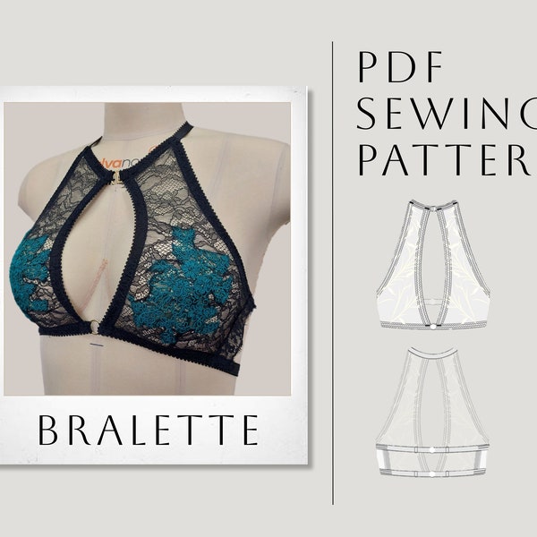 Patron de couture Bralette | Patron de couture de soutien-gorge | Modèle de lingerie | Bralette à motif | Patron de couture de sous-vêtements | Patron de soutien-gorge | Patrons PDF