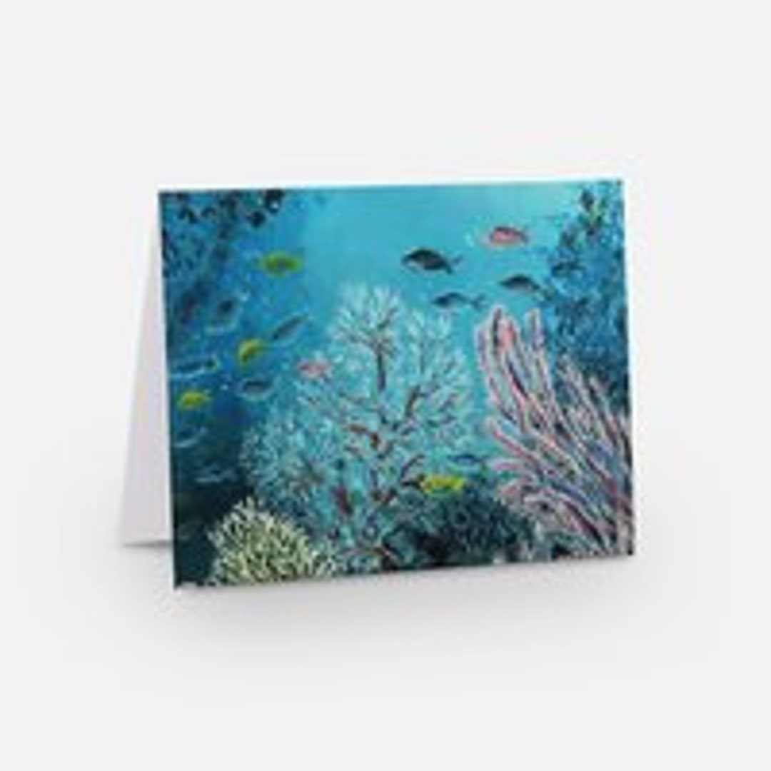 Six blank notecards with envelopes debpaintsalot under the sea etsy