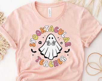 Camiseta de profesor espeluznante, camiseta de profesor de Halloween, regalo divertido y espeluznante, camiseta de profesor de Halloween, camiseta de profesor fantasma adorable