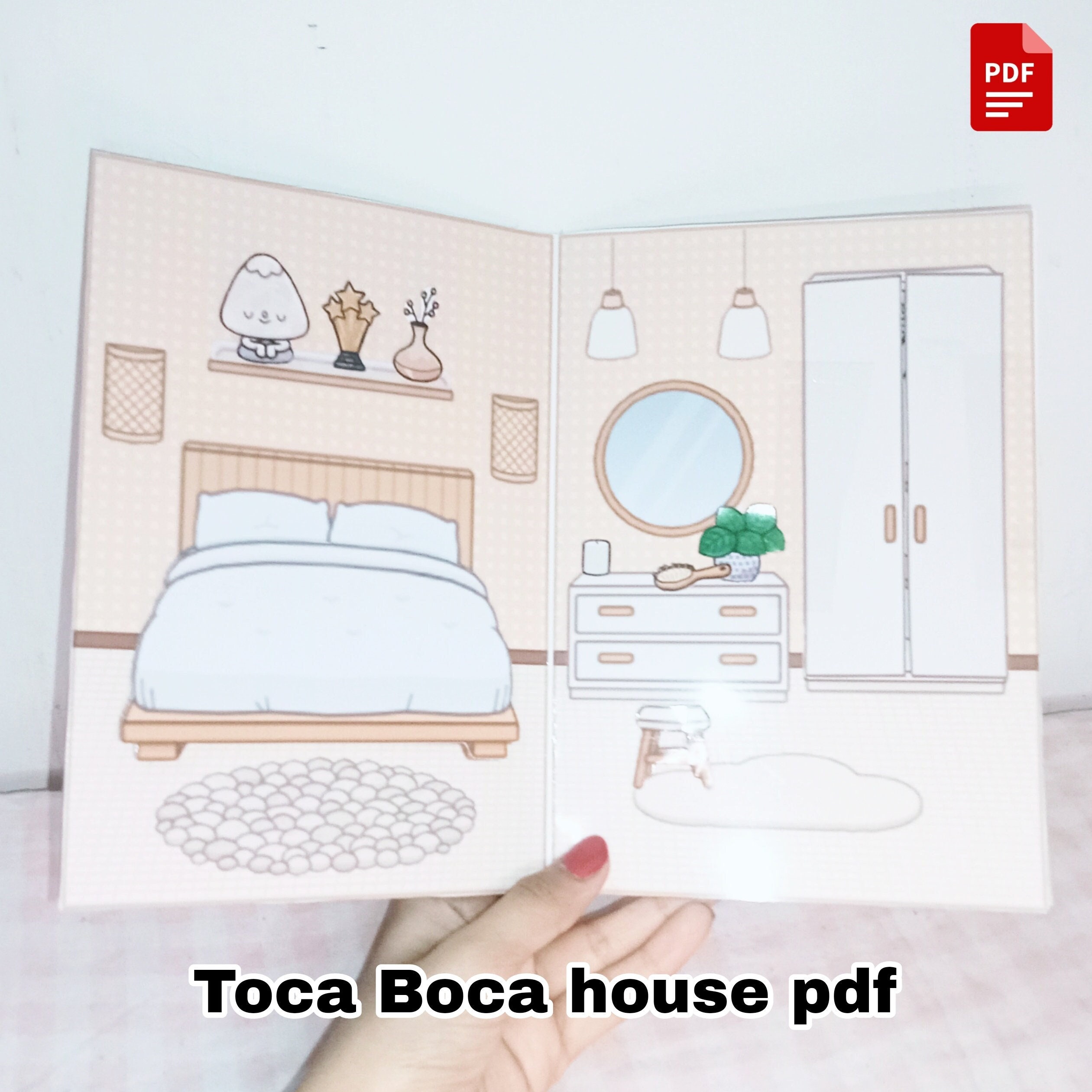 Toca Boca 3 Pages Paper SPA , Beauty Day Dolls, Furniture