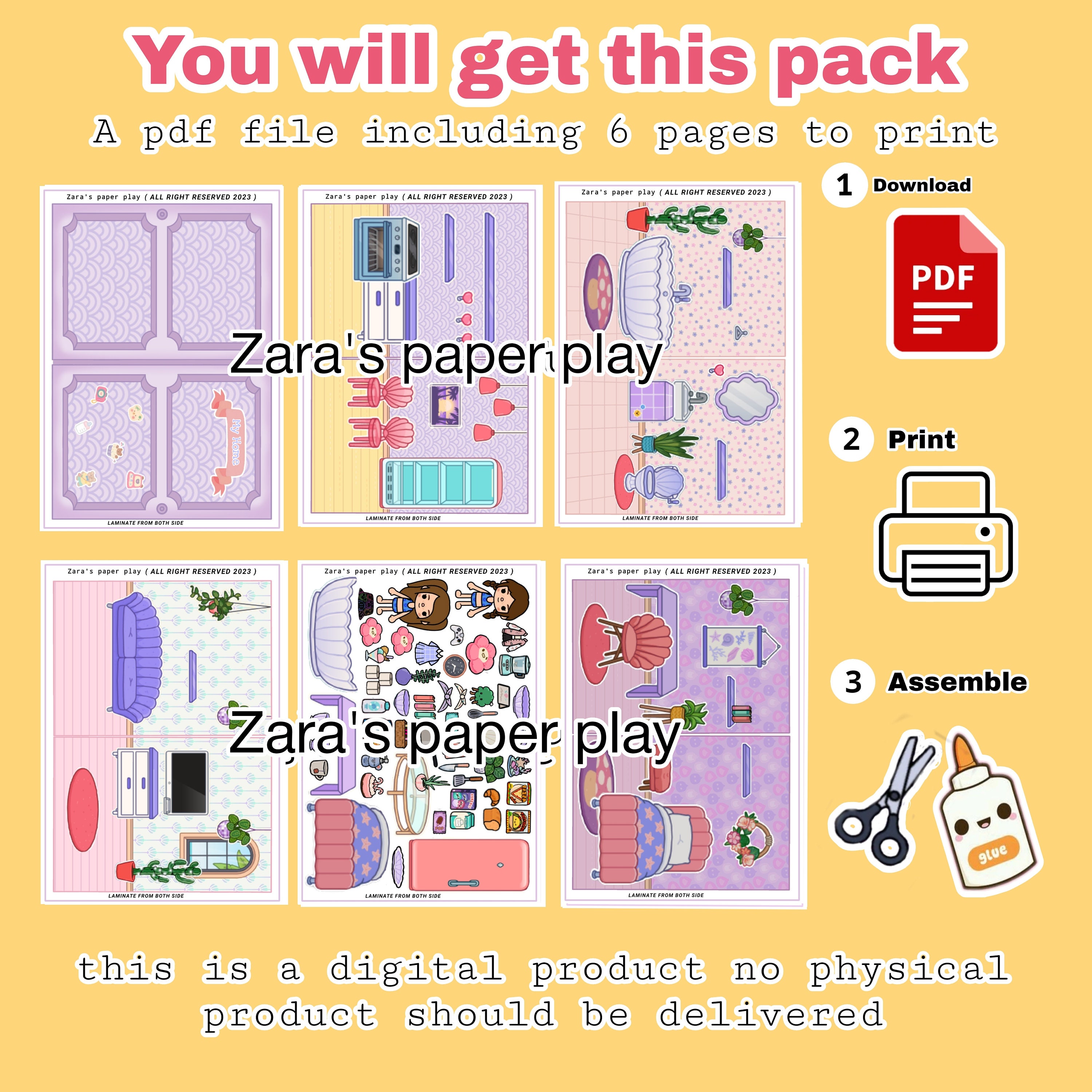 Printable Toca Boca House / Toca Boca Paper Craft / Paper Doll House ...