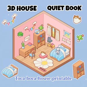 Printable Toca Boca Paper Doll House: Quiet Book Activity (PDF File A4 Size)
