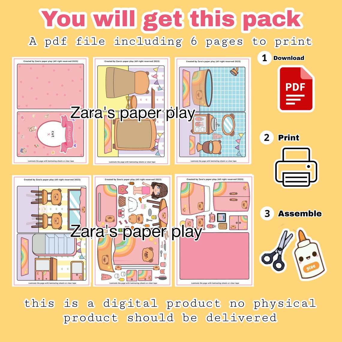 Printable Toca Boca House / Toca Boca Paper Craft / Paper Doll House