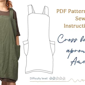 S to 3XL Cross Back Apron Sewing Pattern /japanese Pinafore Pattern PDF/  Sewing Tutorial/ Digital Download/ Crossback Women/ CRACE Apron 