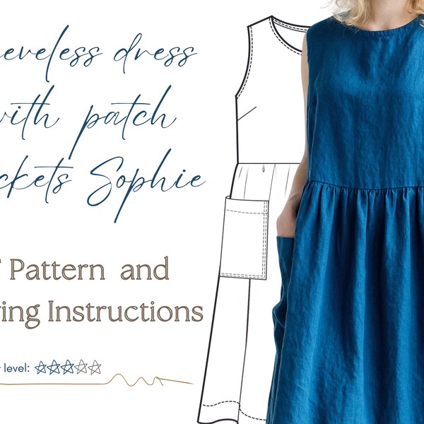 Long Dress Sewing Pattern. A4 PDF sewing patterns. DIY Dress. Printable sewing pattern. Do It Yourself sewing pattern. PDF digital patterns.