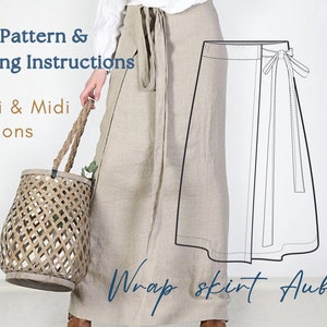 Wrap skirt pattern. A4 PDF sewing patterns. DIY Wrap Skirt. Printable sewing pattern. Do It Yourself sewing pattern. Do It Yourself.