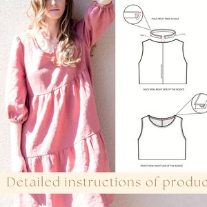 Tiered Dress Sewing Pattern A4 PDF Sewing Patterns DIY Tiered Dress