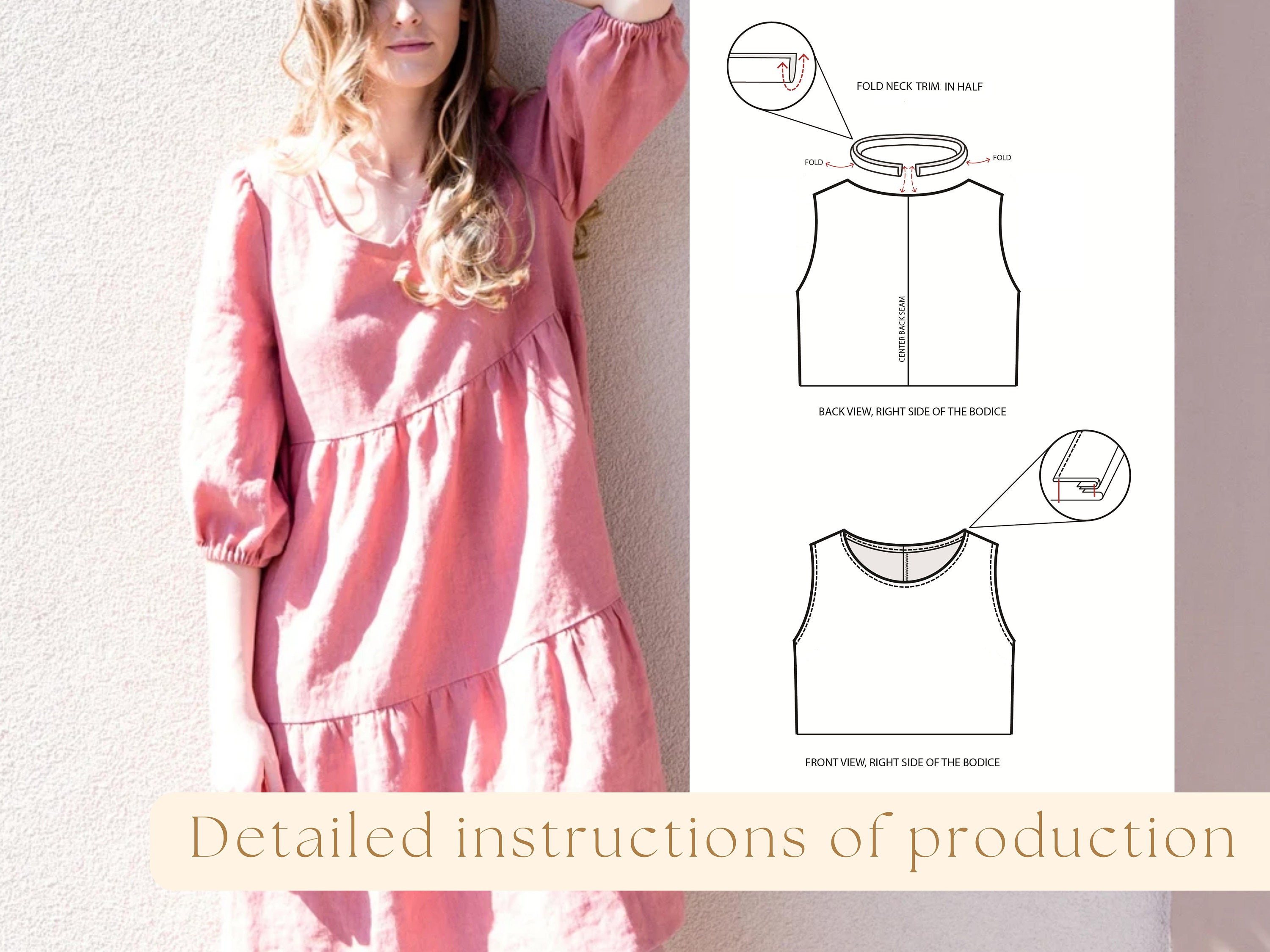 Tiered Dress Sewing Pattern. A4 PDF Sewing Patterns. DIY Tiered Dress