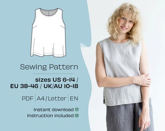 Sleeveless Blouse Sewing Pattern | Women's Top (PDF Pattern)