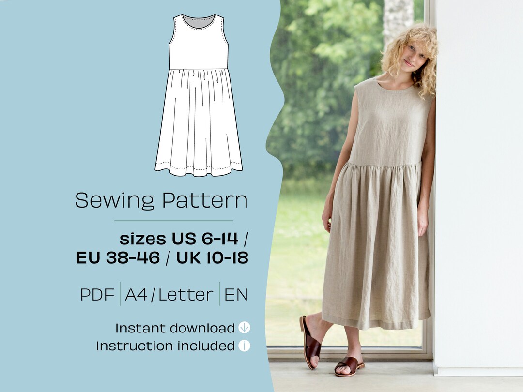 Dress Pattern|women Dress Sewing Pattern| Pdf Sewing Pattern| Linen ...