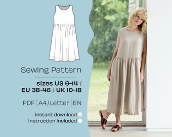 Linen Sleeveless Dress Sewing Pattern | Evelyn Design (PDF)