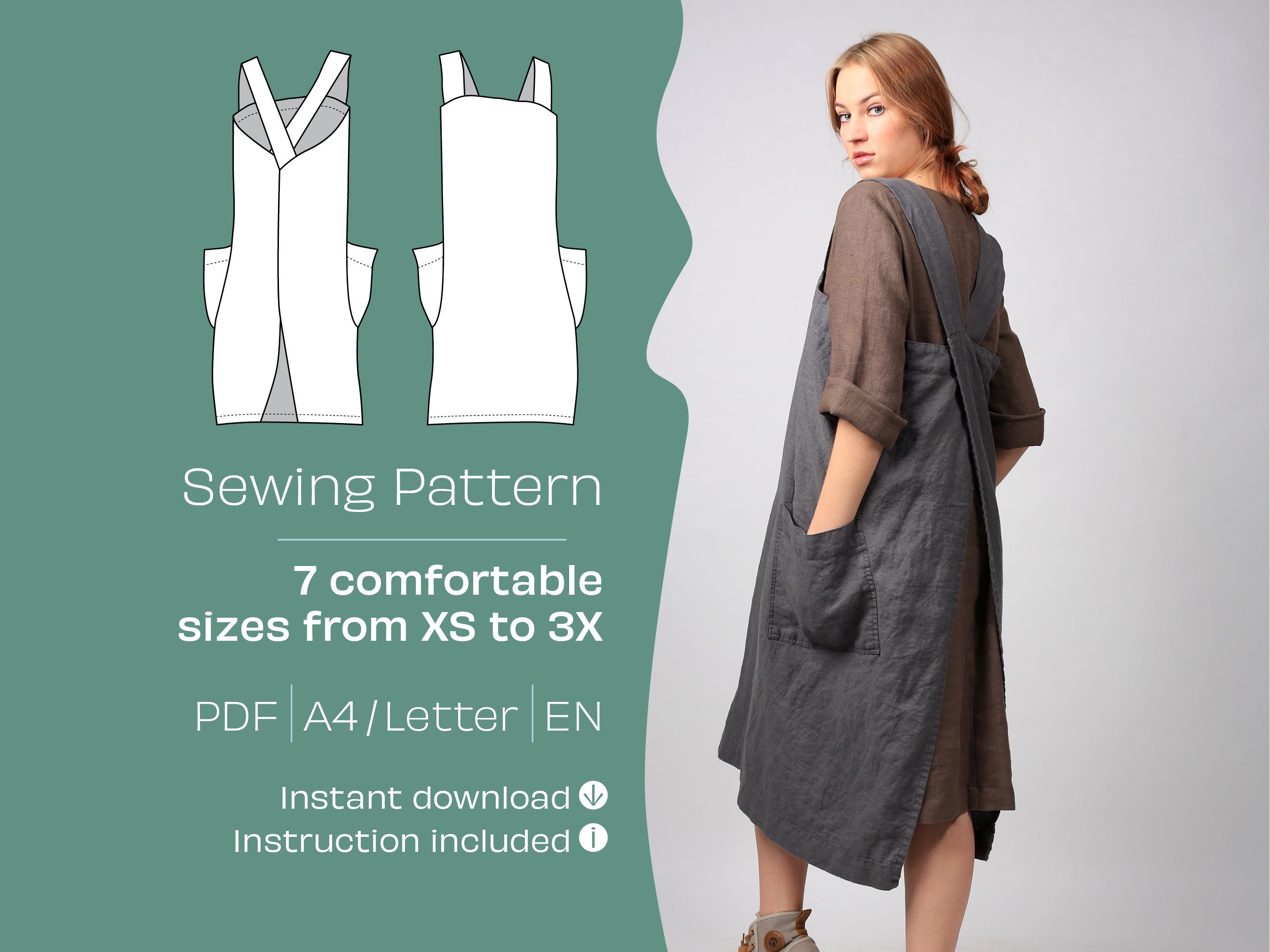 Handmade Criss Cross Apron – Large Size, Pioneer Woman Floral Pattern – 100% Cotton, Machine Washable