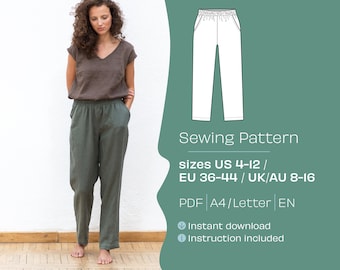 Linen Pants Sewing Pattern, Women's Crop or Shorts (PDF Pattern)