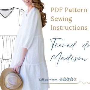 Tiered Dress Sewing pattern. A4 PDF sewing patterns. DIY Tiered Dress. Tiered Dress pattern. Printable sewing pattern. Sewing pattern. image 3