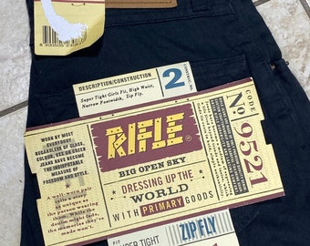 Rifle 9521 Vintage 90s trousers / new with label / black cotton / super narrow chino / made in Italy / 27 x 30