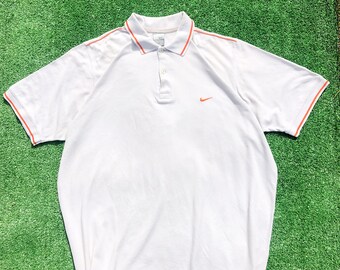 Chemise Nike Polo vintage des années 00, T-shirt de tennis Ice White, taille XL, polo vintage, polo sport, polo rayé, polo des années 2000, polo sport
