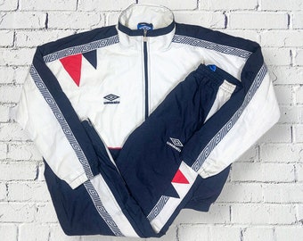 Umbro Survêtement vintage années 90 Multicolore Costume de sport pour hommes Survêtement rétro pour l’entraînement et le jogging - Survêtement surdimensionné pour hommes / Taille S