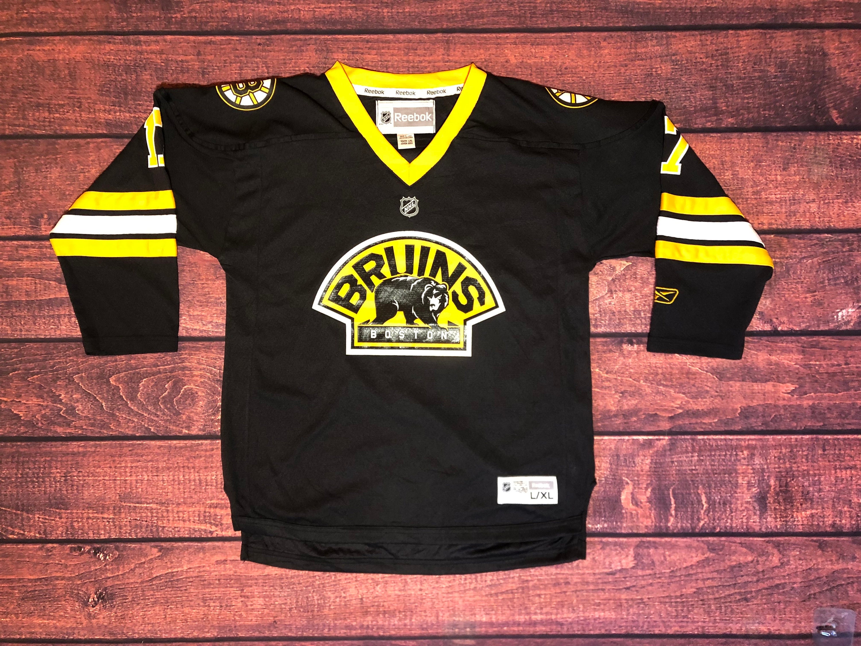 Reebok, Shirts & Tops, Reebok Nhl Boston Bruins Hockey Jersey Kids Youth  L Xl Blank Playoffs