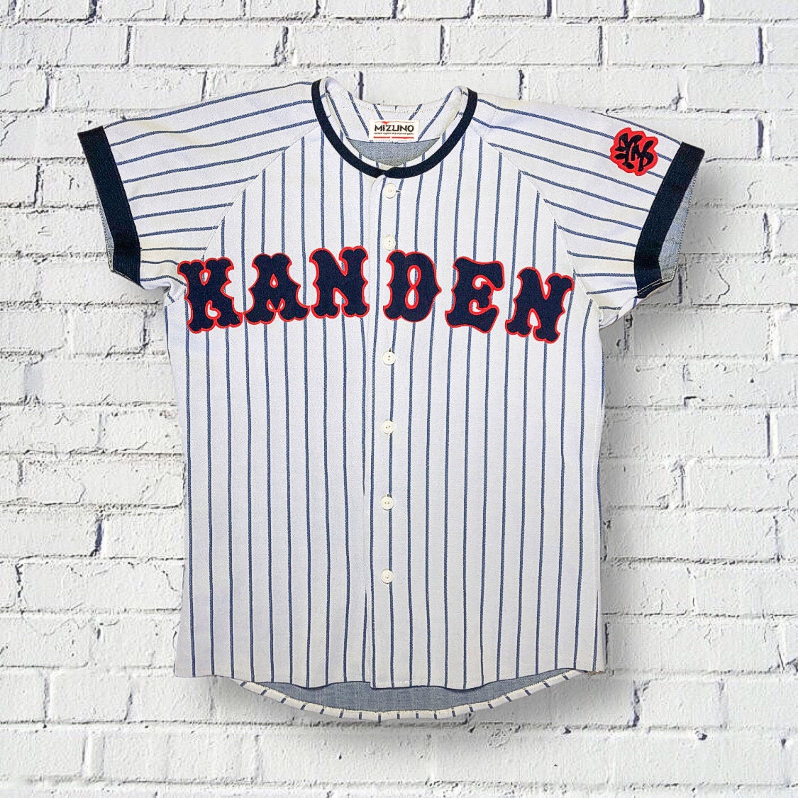 Vintage Jersey Baseball 90s Mizuno Small Oversized Jersey Japan MLB Jersey pre-owned VTG Jersey Kanden Academy sports jersey Mizuno Y2K