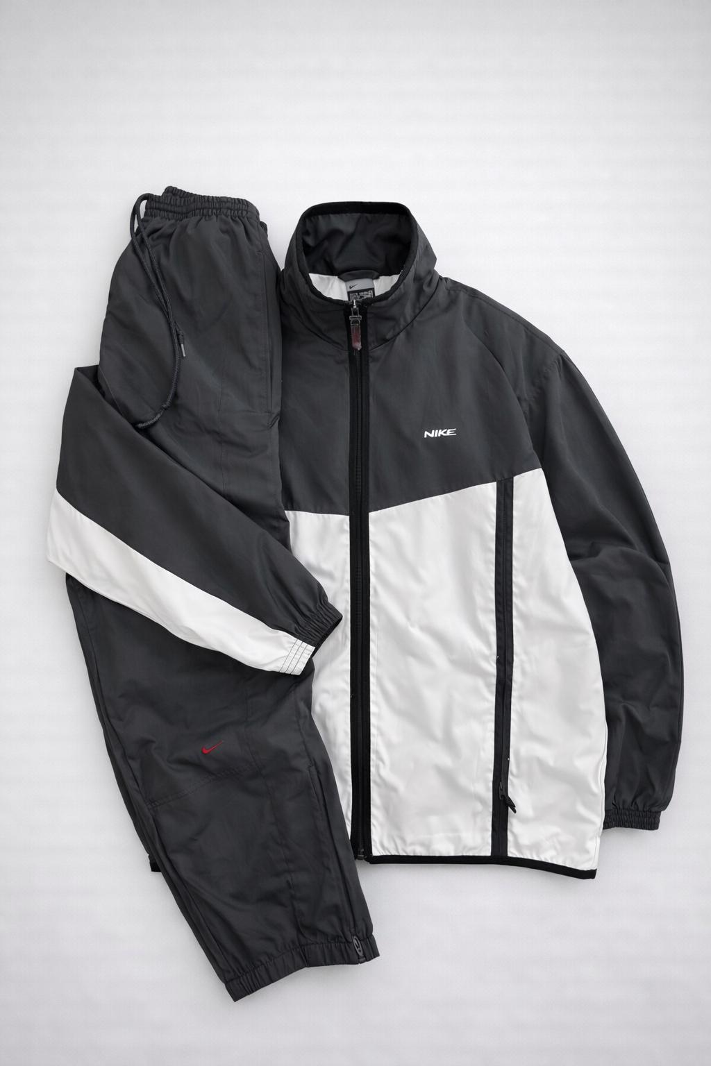 Vintage Nike 2000s Tracksuit Set Grey White: Polyester Oversize