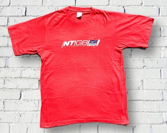 Röd Nike-t-shirt i vintagestil, Niketown London-t-shirt (herrstorlek Medium)