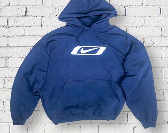 Nike Vintage 90s Y2K Sport sudadera con capucha con logo ropa deportiva azul - azul claro retro suéter deportivo 1990s Oversize / Tamaño XXL