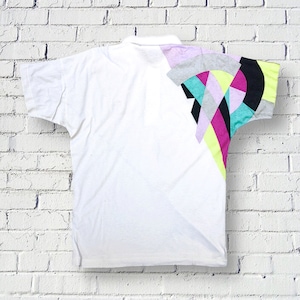 Sergio Tacchini Vintage Polo Camiseta, Fantasy Tennis Multicolor, talla M, polo vintage, polo de tenis, polo geométrico, polo de los 90 imagen 6