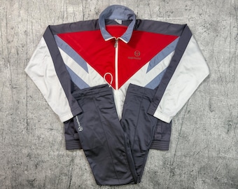 Vintage Sergio Tacchini tracksuit 2000s men’s jogger set, retro athletic wear, medium size, geometric design, sporty casual clothing