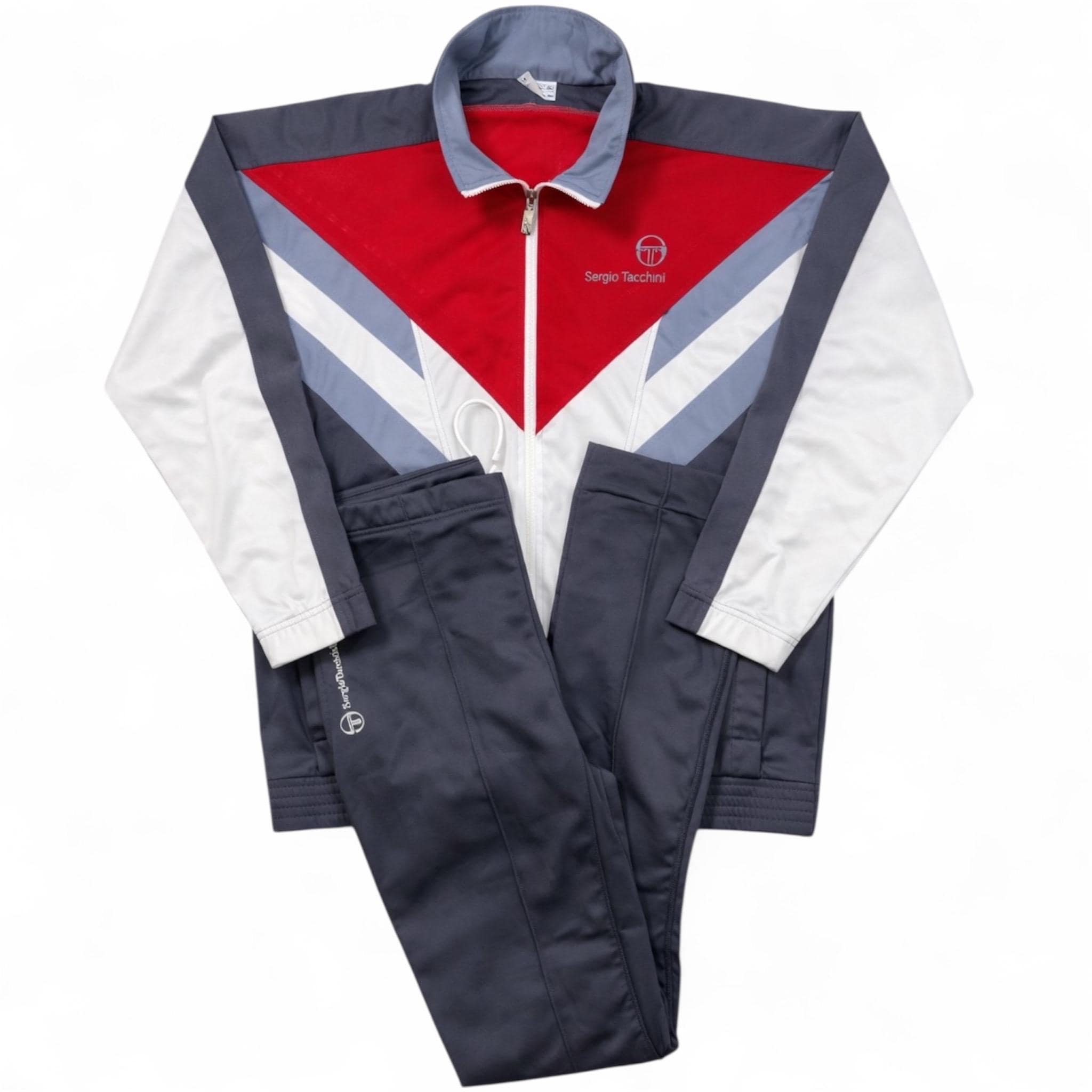 Vintage Sergio Tacchini 2000s Colorblock Tracksuit Set White Red M