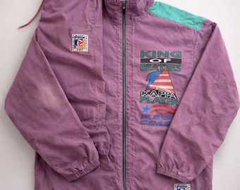 Vintage 80s Kappa Tracksuit Women  Purple Teal: Gabber Rave Oversize Track Jacket Pants Made in Italy Rare Retro Sportswear Set